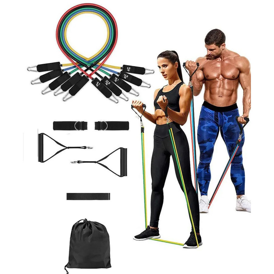 Эспандер резина для зарядок exercise pipe, эспандер резиновый жгут упражнения, Фитнес резинки 5 в 1