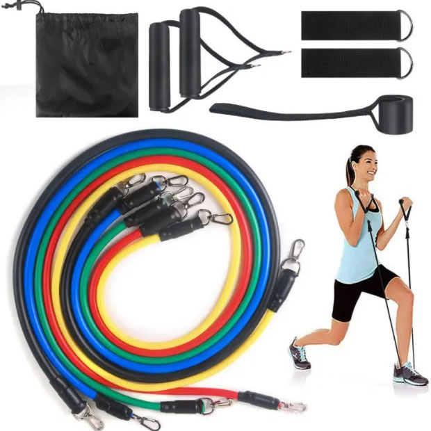 Эспандер резина для зарядок exercise pipe, эспандер резиновый жгут упражнения, Фитнес резинки 5 в 1