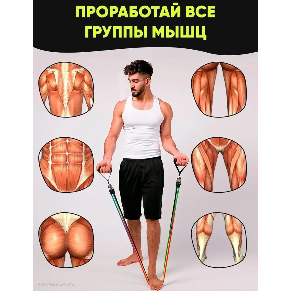 Эспандер резина для зарядок exercise pipe, эспандер резиновый жгут упражнения, Фитнес резинки 5 в 1