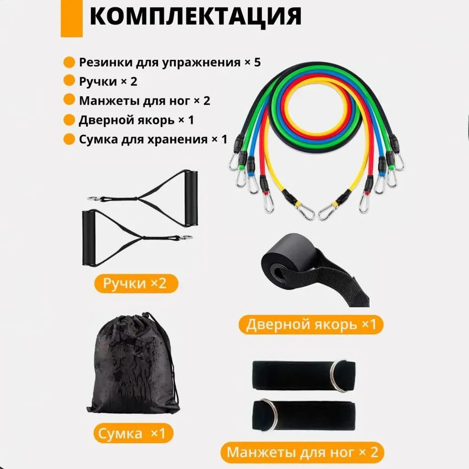 Эспандер резина для зарядок exercise pipe, эспандер резиновый жгут упражнения, Фитнес резинки 5 в 1