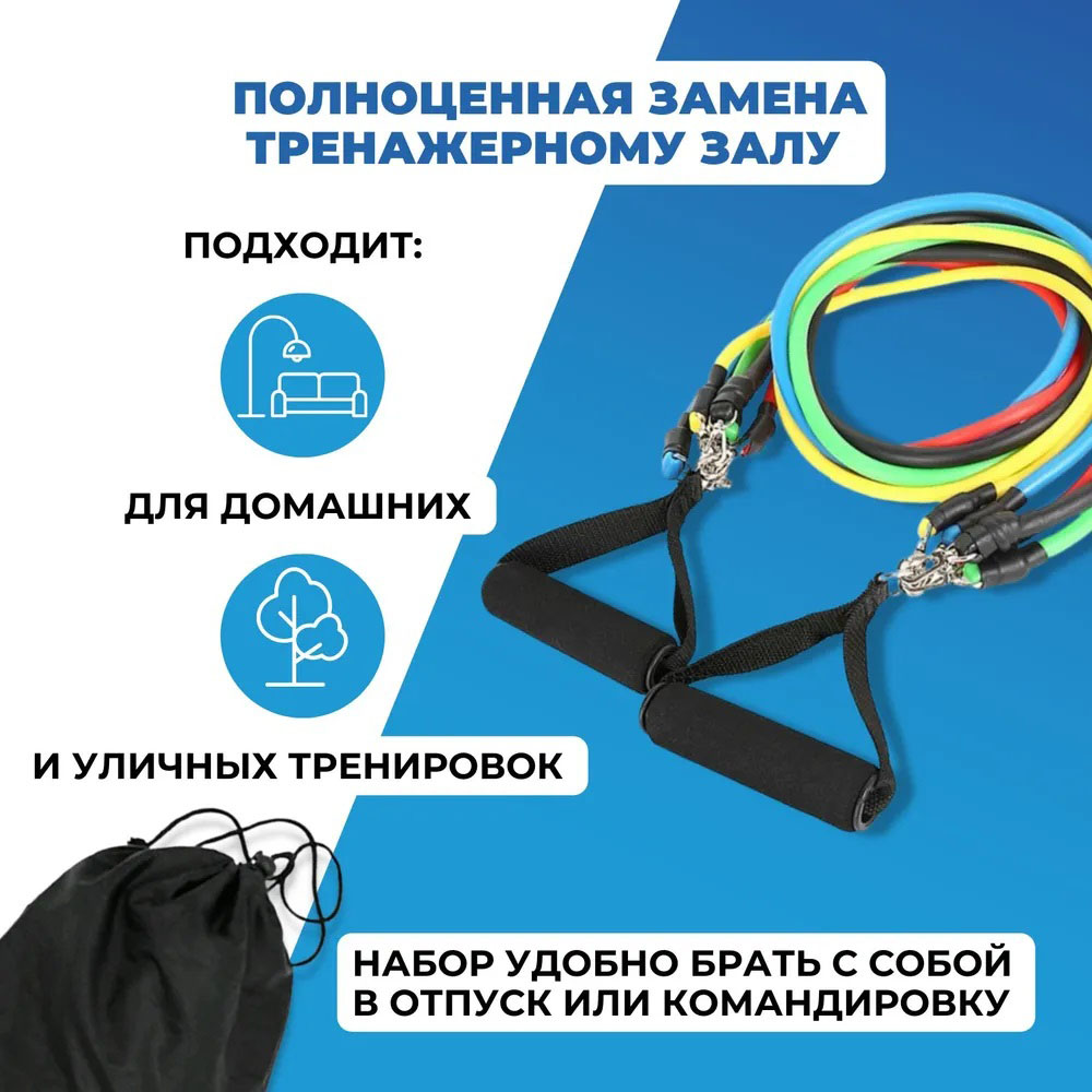 Эспандер резина для зарядок exercise pipe, эспандер резиновый жгут упражнения, Фитнес резинки 5 в 1