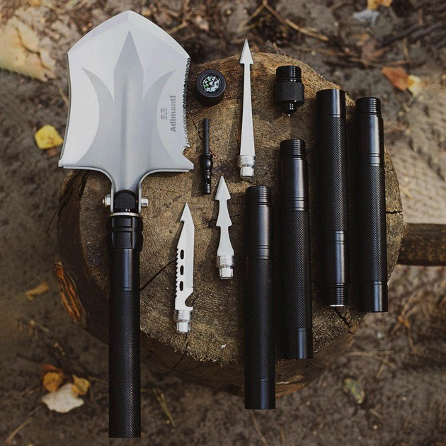 Многофункциональная туристическая сапёрная лопата Adimanti HK002 11-в-1 складная с чехлом
