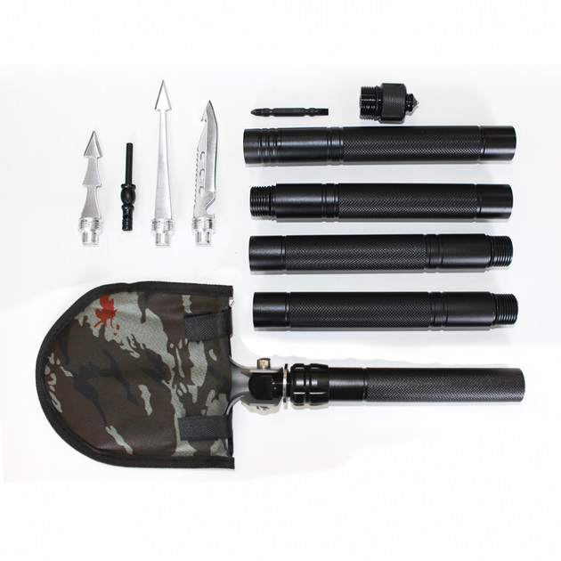 Многофункциональная туристическая сапёрная лопата Adimanti HK002 11-в-1 складная с чехлом