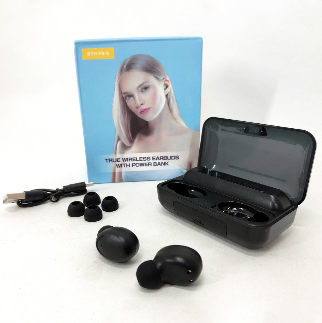 Беспроводные bluetooth наушники True Wireless F9-5 TWS с встроенным Power Bank, вакуумные наушники