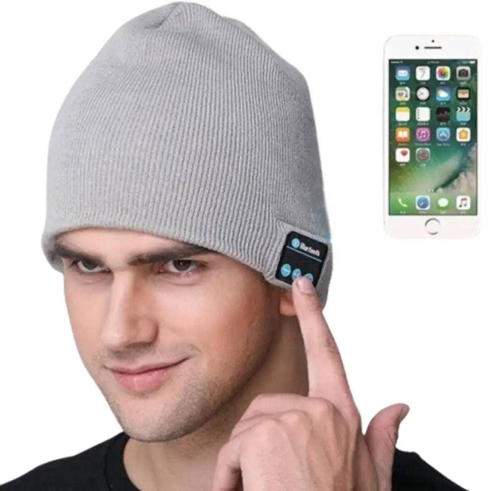 Портативная колонка ШАПКА с bluetooth наушниками SPS Hat BT True. Цвет: серый