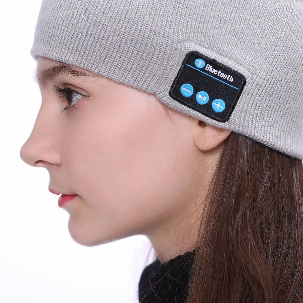 Портативная колонка ШАПКА с bluetooth наушниками SPS Hat BT True. Цвет: серый