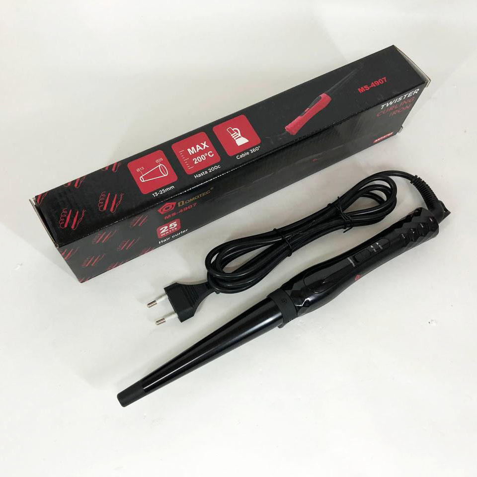 Конусная плойка для волос DOMOTEC MS-4907, Современные щипцы для завивки волос. Цвет: черный