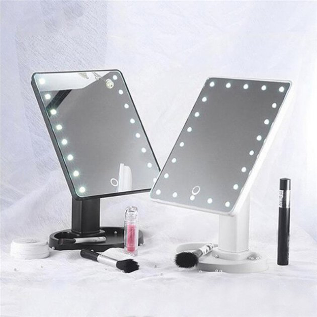 Зеркало для макияжа с 16 LED подсветкой Mirror White, Светящееся зеркало для макияжа. Цвет: белый