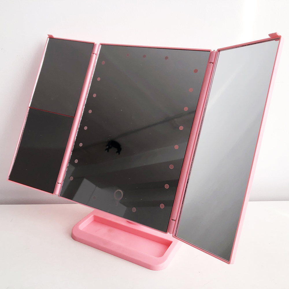 Тройное зеркало для макияжа с подсветкой, Зеркало для нанесения макияжа, Зеркало для макияжа раскладное