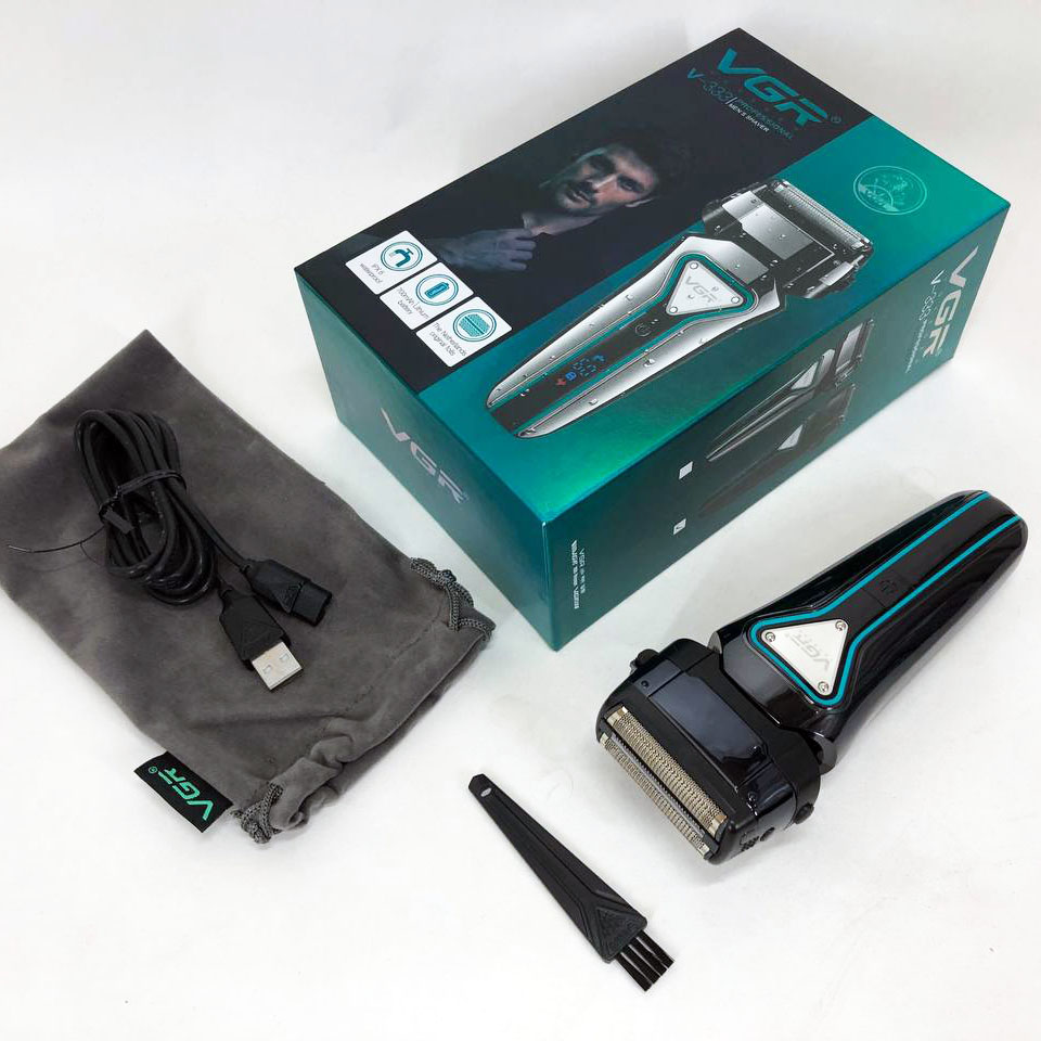 Электробритва портативная VGR V-333 шейвер для бритья бороды и усов с аккумулятором. Цвет: черный