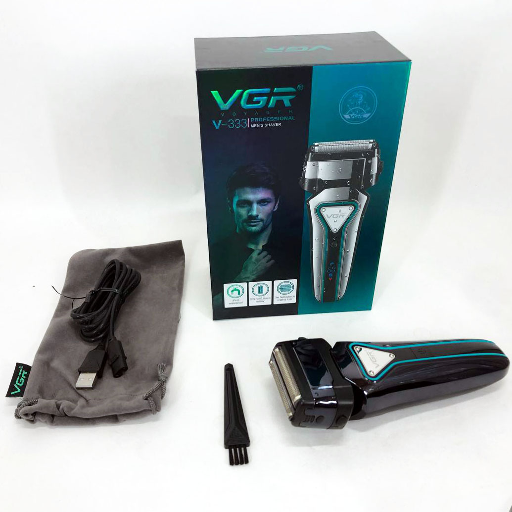 Электробритва портативная VGR V-333 шейвер для бритья бороды и усов с аккумулятором. Цвет: черный