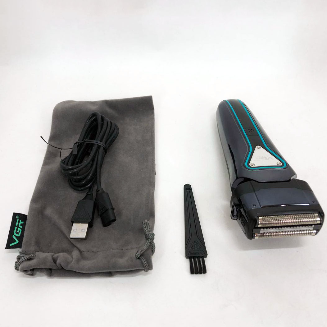 Электробритва портативная VGR V-333 шейвер для бритья бороды и усов с аккумулятором. Цвет: черный