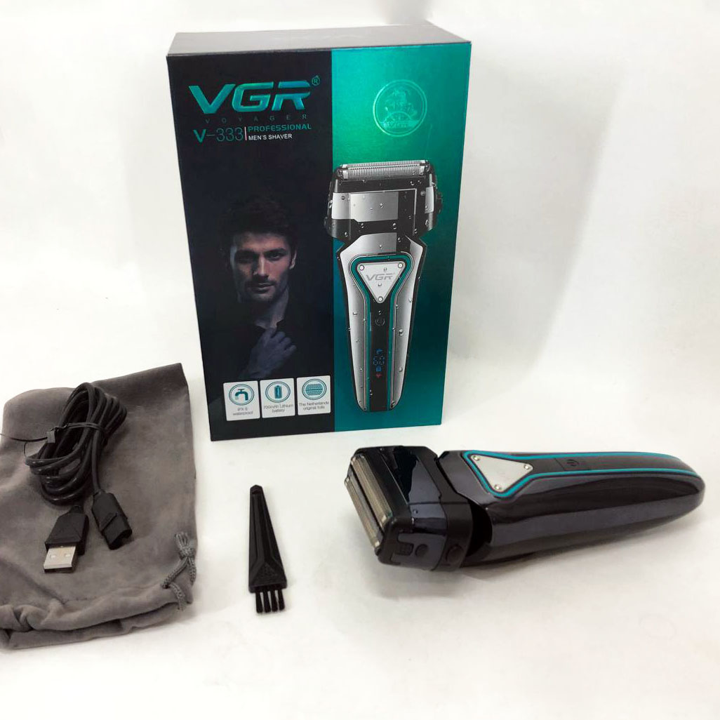 Электробритва портативная VGR V-333 шейвер для бритья бороды и усов с аккумулятором. Цвет: черный