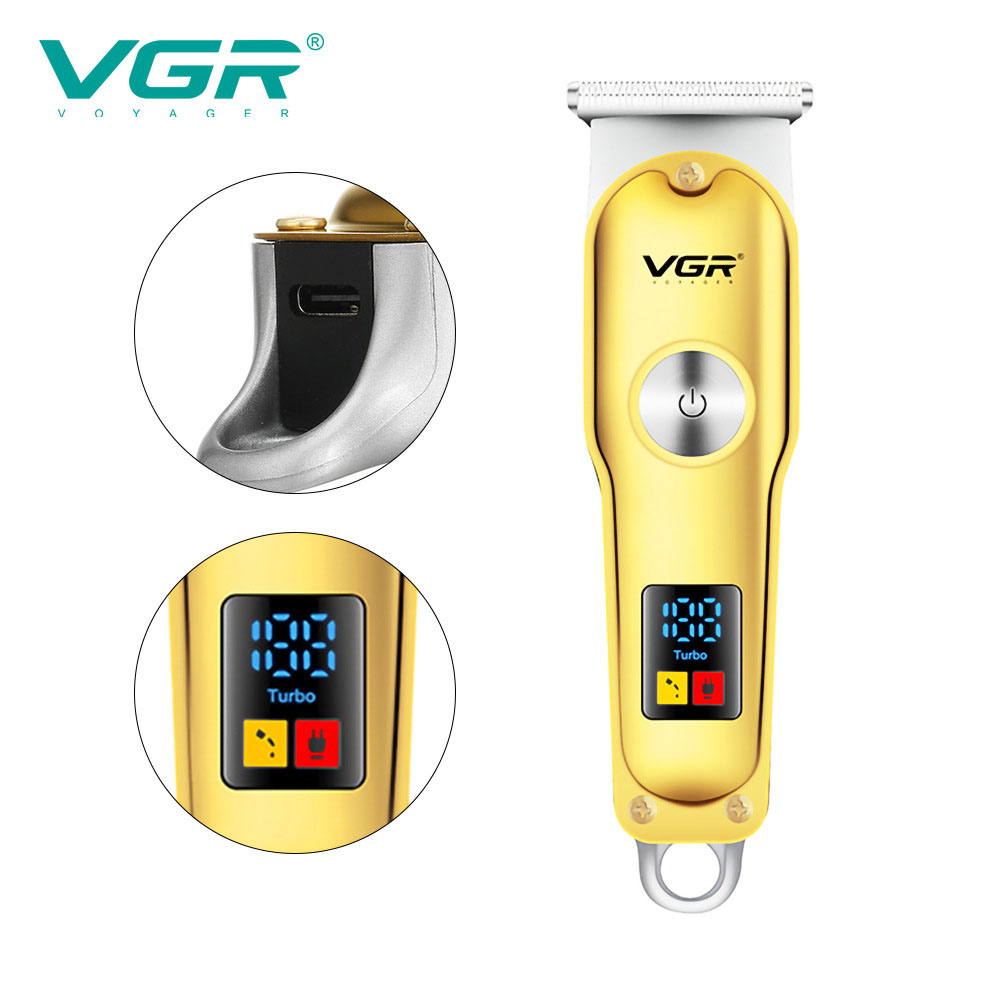 Триммер для волос и бороды VGR V-290 LED Display 3 насадки, машинка для стрижки волос домашняя