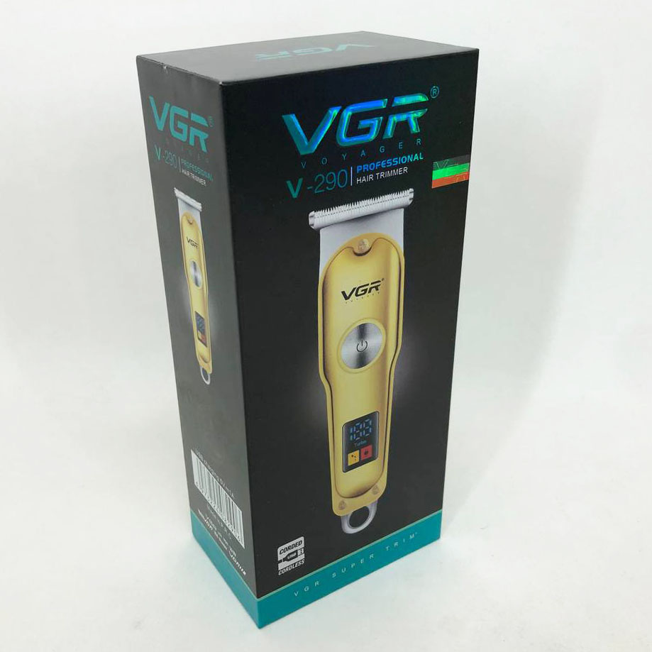 Триммер для волос и бороды VGR V-290 LED Display 3 насадки, машинка для стрижки волос домашняя