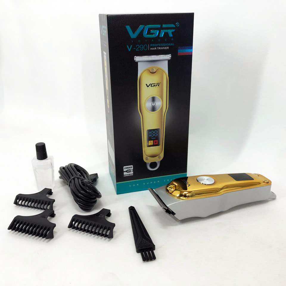 Триммер для волос и бороды VGR V-290 LED Display 3 насадки, машинка для стрижки волос домашняя