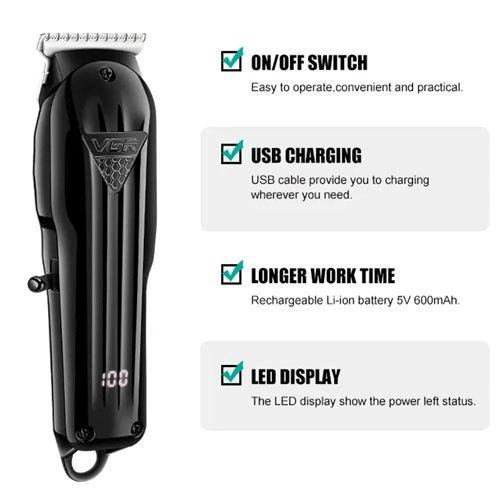 Машинка для стрижки волос VGR V-982 LED Display, профессиональная электробритва, подстригательная машинка