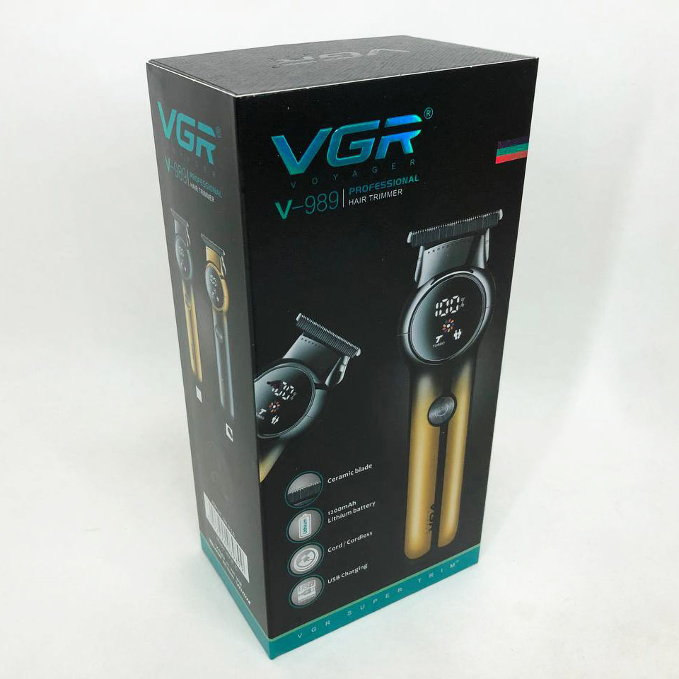Триммер для бороды и усов VGR V-989 7000 об. Машинка для стрижки, окантовки керамика+сталь. Цвет: черный
