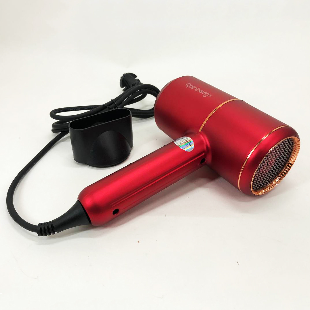 Фен для укладки и сушки волос Rainberg RB-2211 + насадка-концентратор, воздушный стайлер. Цвет: красный