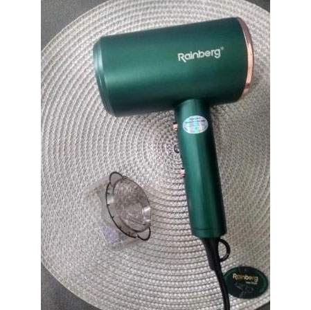 Фен для укладки и сушки волос Rainberg RB-2211 + насадка-концентратор, хороший мощный фен. Цвет: зеленый