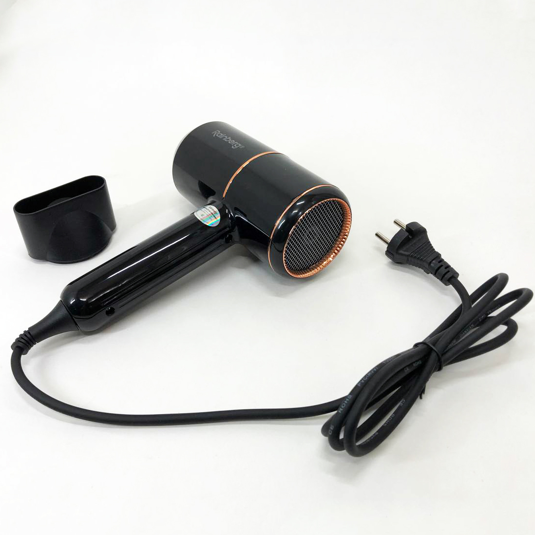 Фен для укладки и сушки волос Rainberg RB-2211 + насадка-концентратор, профессиональный фен. Цвет: черный