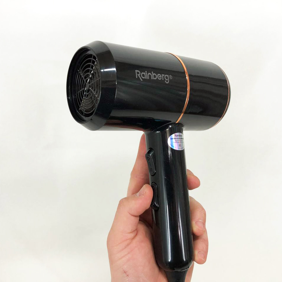 Фен для укладки и сушки волос Rainberg RB-2211 + насадка-концентратор, профессиональный фен. Цвет: черный