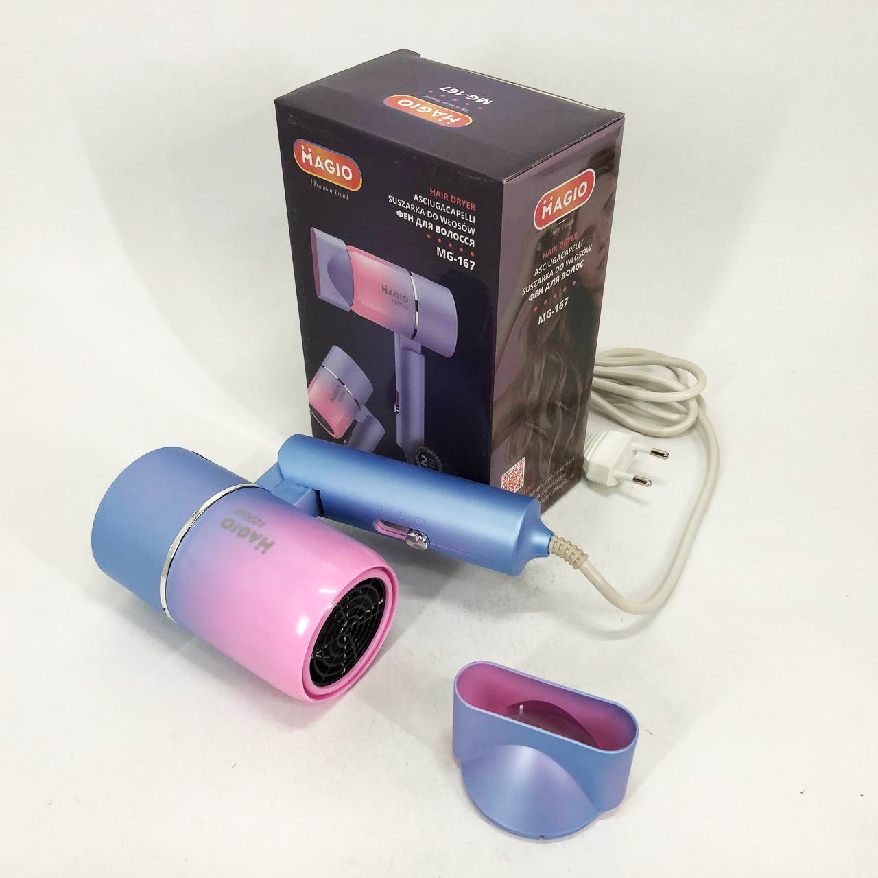 Фен MAGIO MG-167, Электрический фен для сушки волос, Легкий профессиональный фен, Женский фен для волос