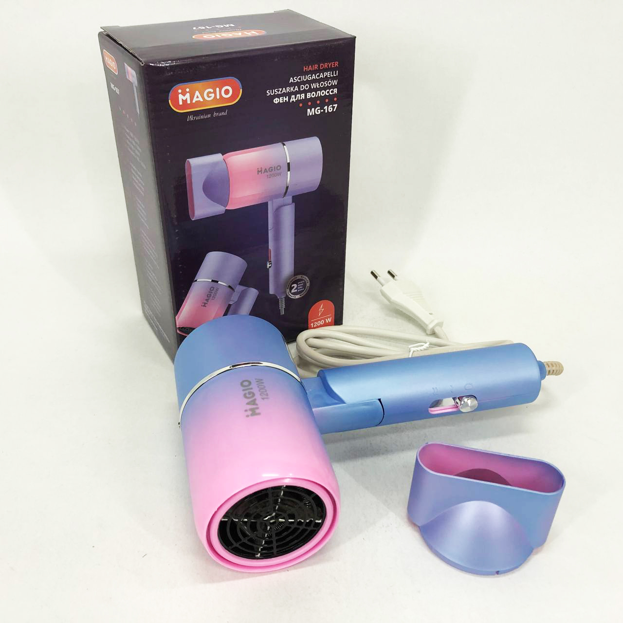 Фен MAGIO MG-167, Электрический фен для сушки волос, Легкий профессиональный фен, Женский фен для волос