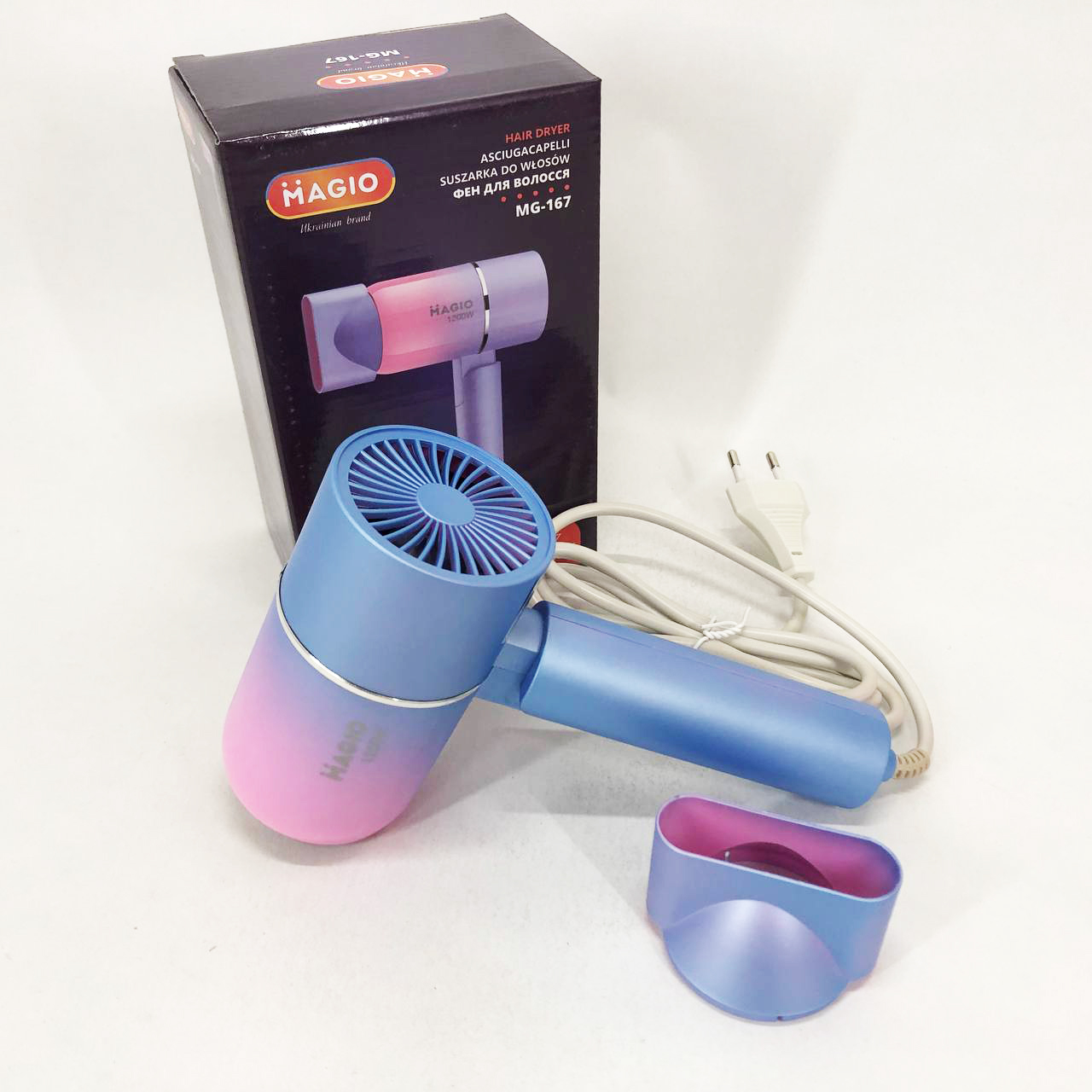 Фен MAGIO MG-167, Электрический фен для сушки волос, Легкий профессиональный фен, Женский фен для волос
