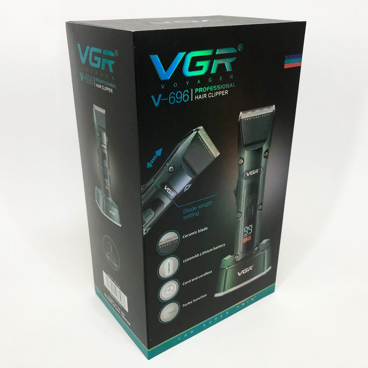 Аккумуляторная беспроводная машинка для стрижки волос VGR V-696 с LED дисплеем и ТУРБО режимом