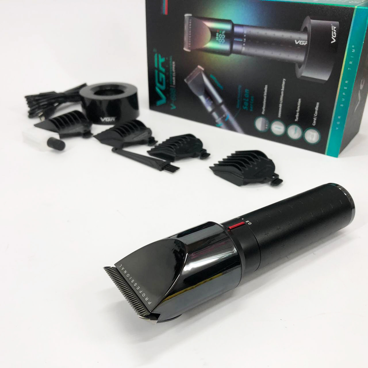 Аккумуляторная беспроводная машинка для стрижки волос VGR V-696 с LED дисплеем и ТУРБО режимом