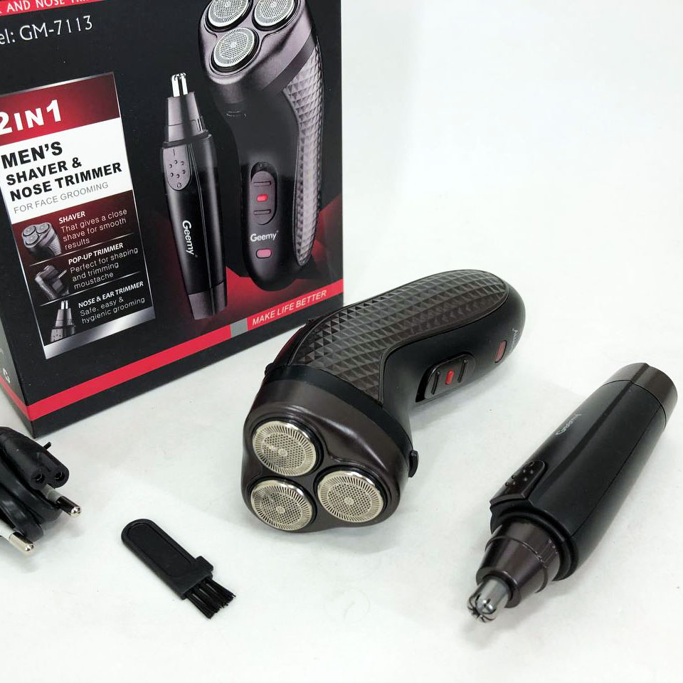 Триммер для стрижки бороды триммер для носа, электробритва 3 в 1 GEMEI GM-7113, Триммер беспроводной