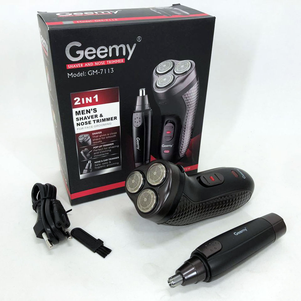 Триммер для стрижки бороды триммер для носа, электробритва 3 в 1 GEMEI GM-7113, Триммер беспроводной