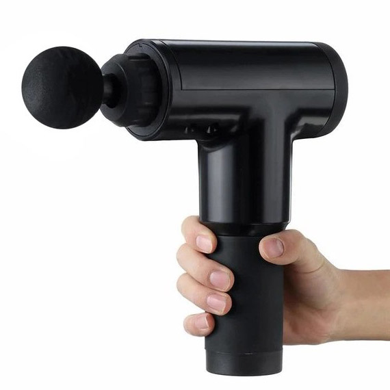 Аккумуляторный массажер Fascial Gun KH-320 портативный ручной ударный мышечный пистолет 4 насадки черный