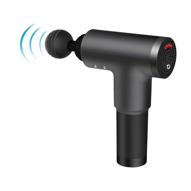 Аккумуляторный массажер Fascial Gun KH-320 портативный ручной ударный мышечный пистолет 4 насадки черный