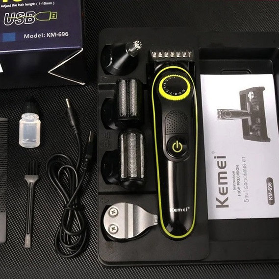 Многофункциональная бритва Kemei KM-696: аккумуляторный триммер с насадками для бороды и волос