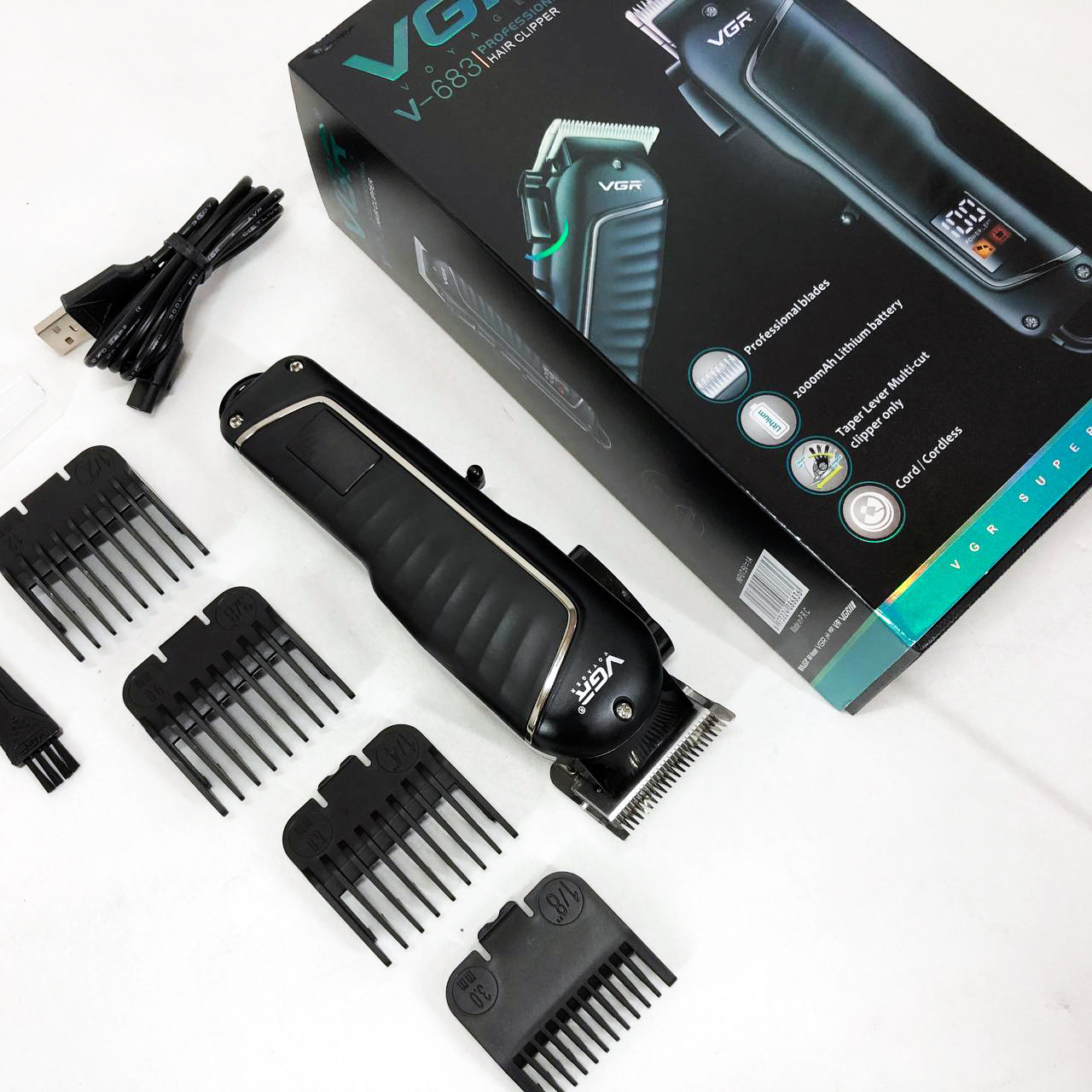 Мощная профессиональная машинка для стрижки VGR V-683 беспроводная, Надежная машинка для стрижки