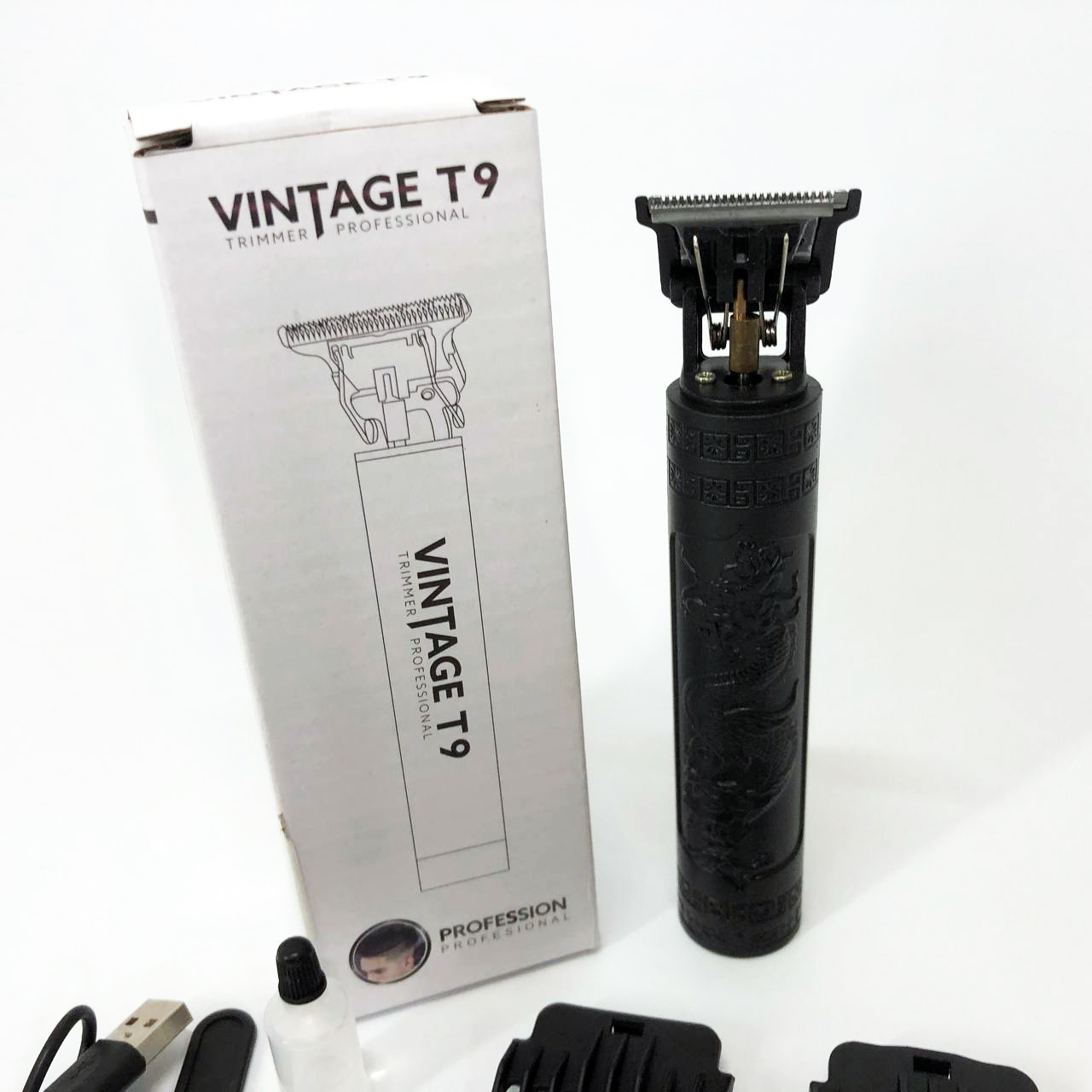 Машинка для стрижки волос Vintage T9-2 BLACK 4 насадки