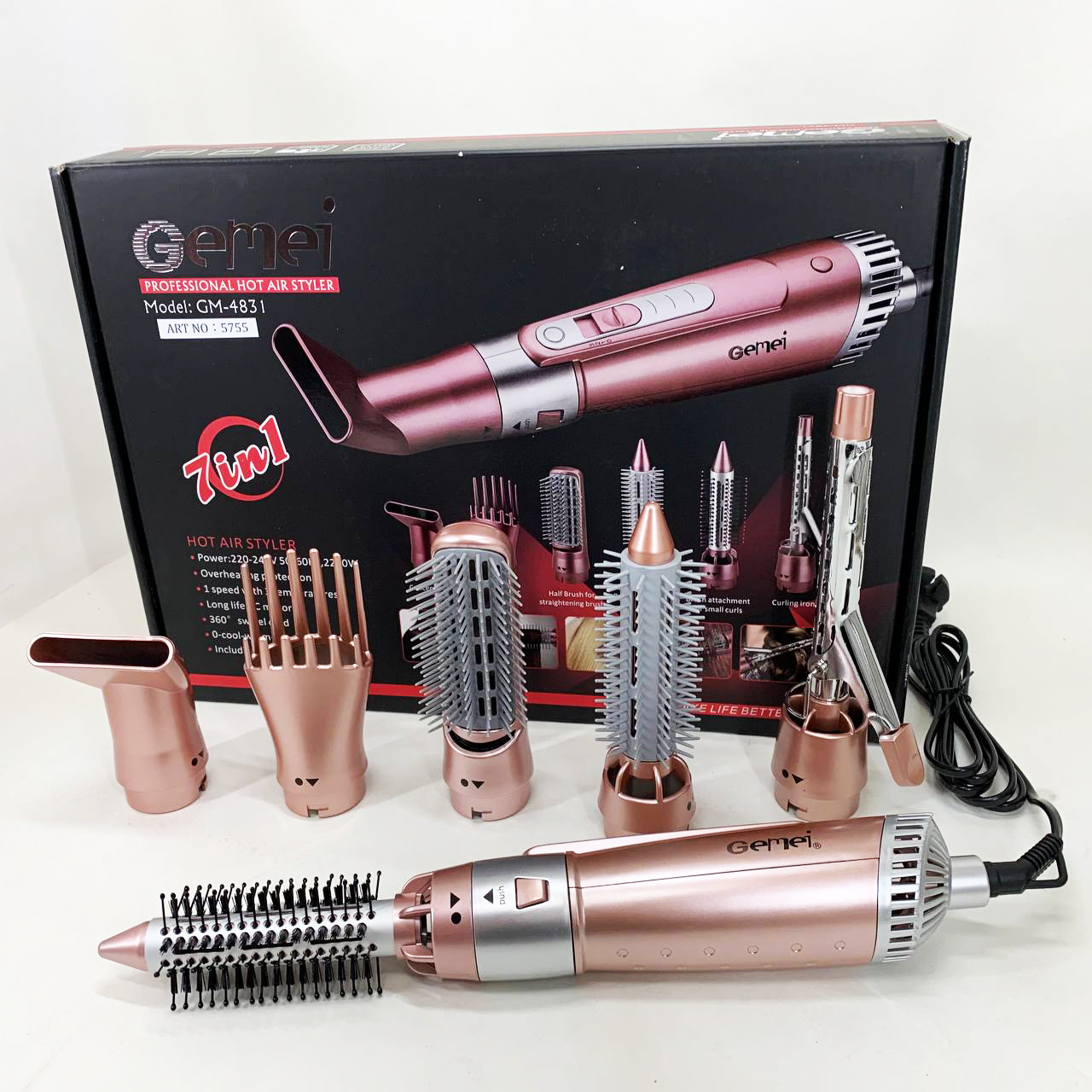 Щипцы фен для волос мультистайлер GEMEI GM-4831 7в1, классический фен для волос, мощный фен для волос