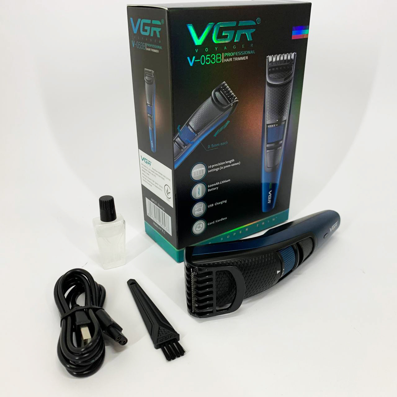 Универсальная аккумуляторная машинка VGR V-053B для стрижки волос, бороды, усов и тела, зарядка от USB