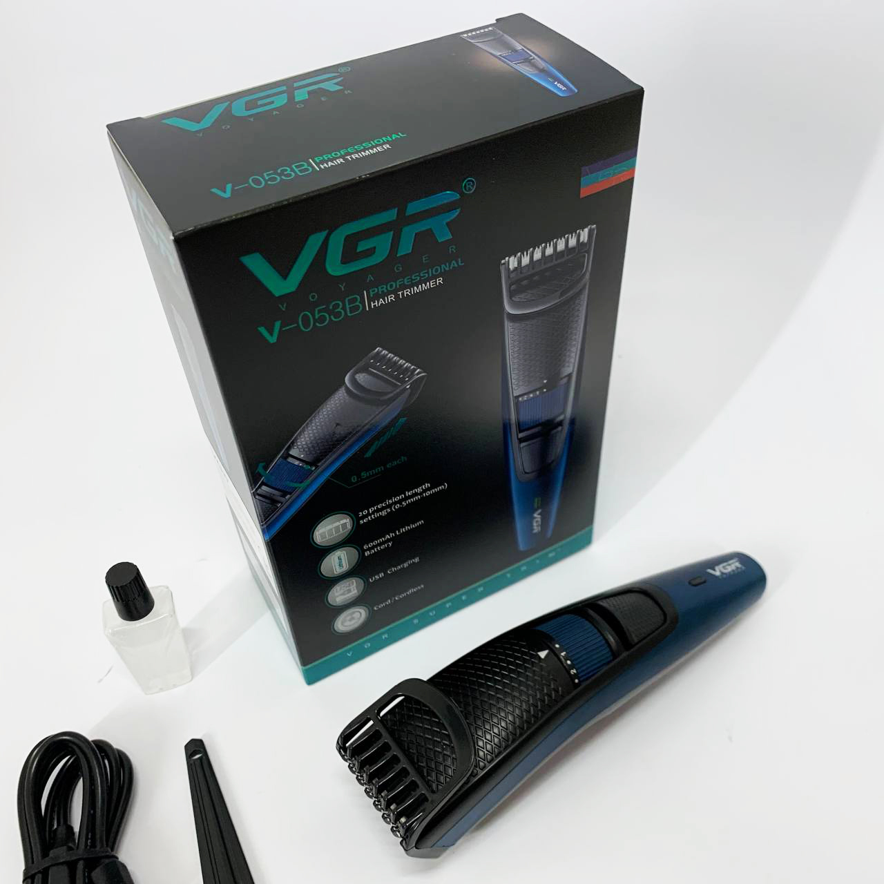 Универсальная аккумуляторная машинка VGR V-053B для стрижки волос, бороды, усов и тела, зарядка от USB