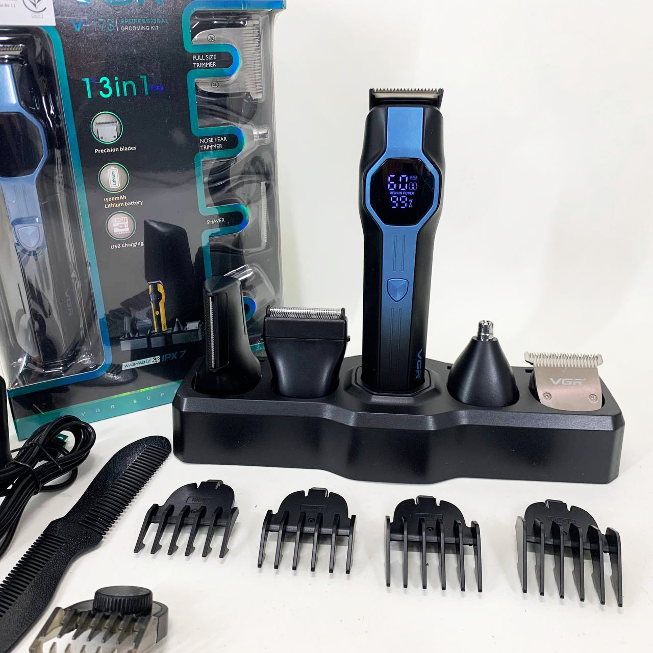 Набор для стрижки VGR V-173 BLUE 13 в 1