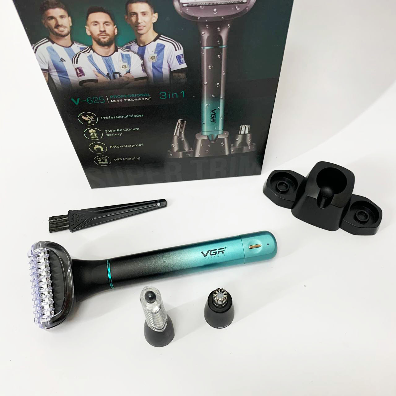 Электробритва 3 в 1 VGR V-625 Аккумуляторный триммер для носа, ушей, тела и бровей с подставкой