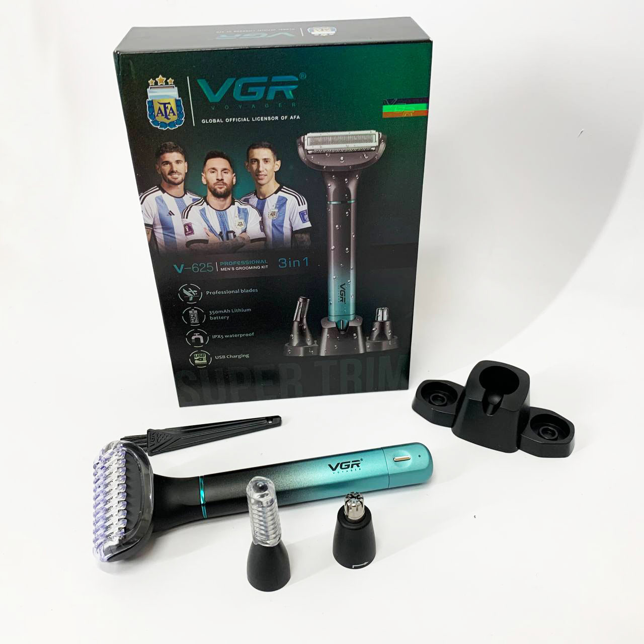Электробритва 3 в 1 VGR V-625 Аккумуляторный триммер для носа, ушей, тела и бровей с подставкой