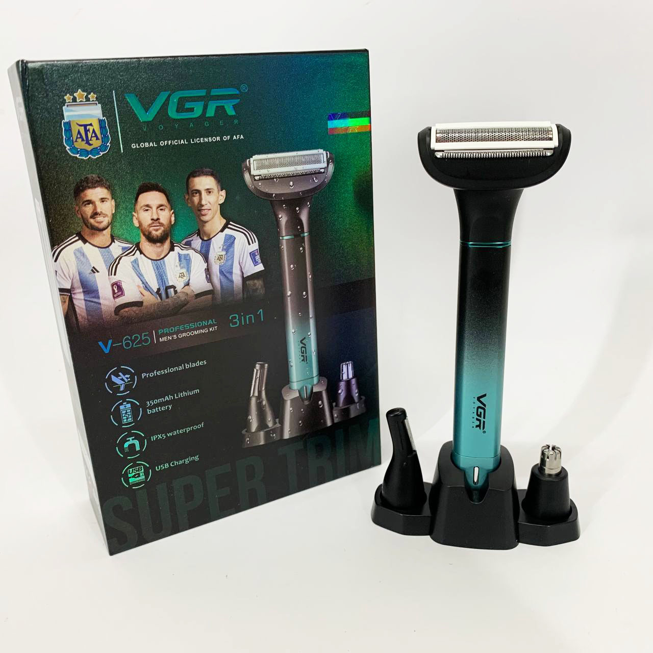 Электробритва 3 в 1 VGR V-625 Аккумуляторный триммер для носа, ушей, тела и бровей с подставкой