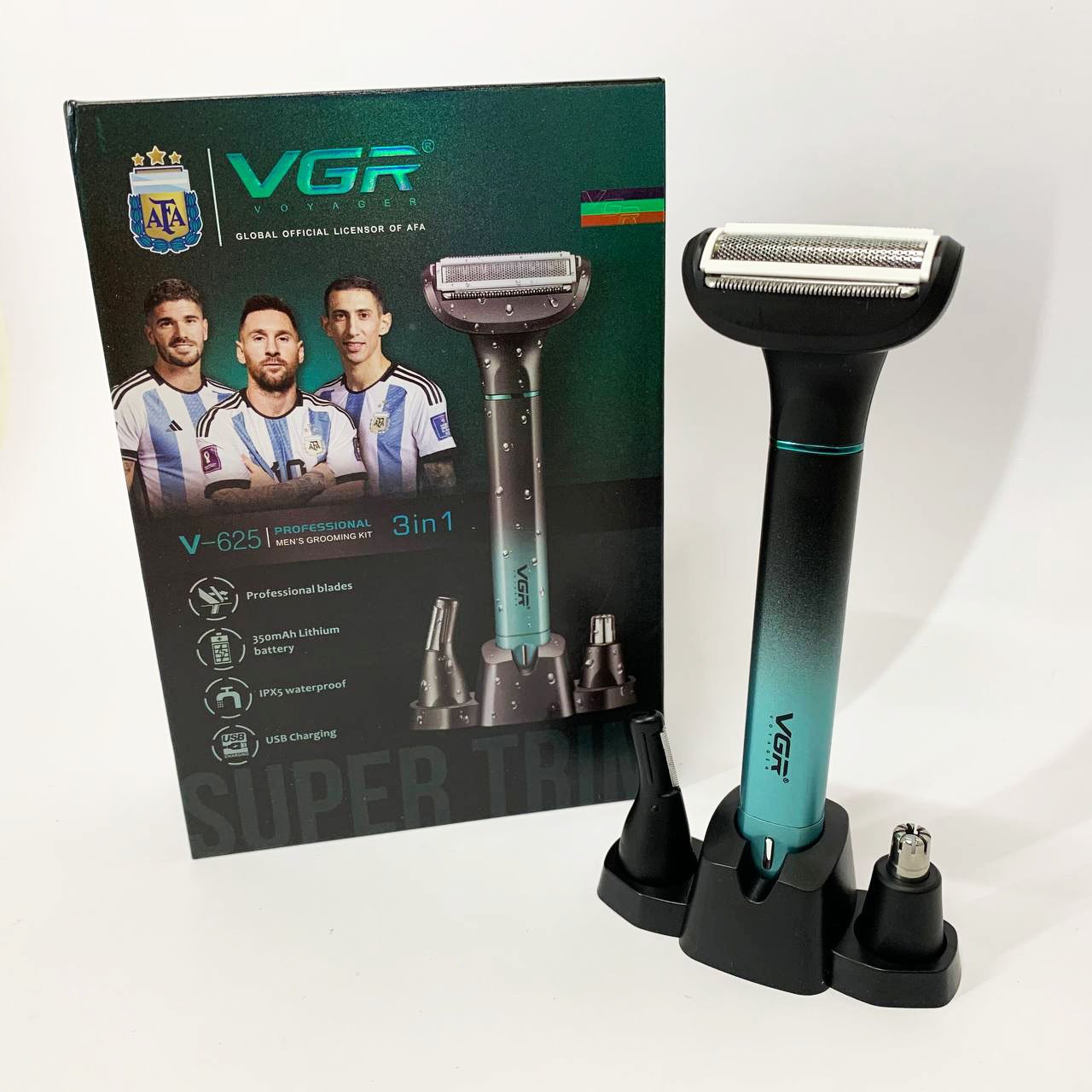 Электробритва 3 в 1 VGR V-625 Аккумуляторный триммер для носа, ушей, тела и бровей с подставкой