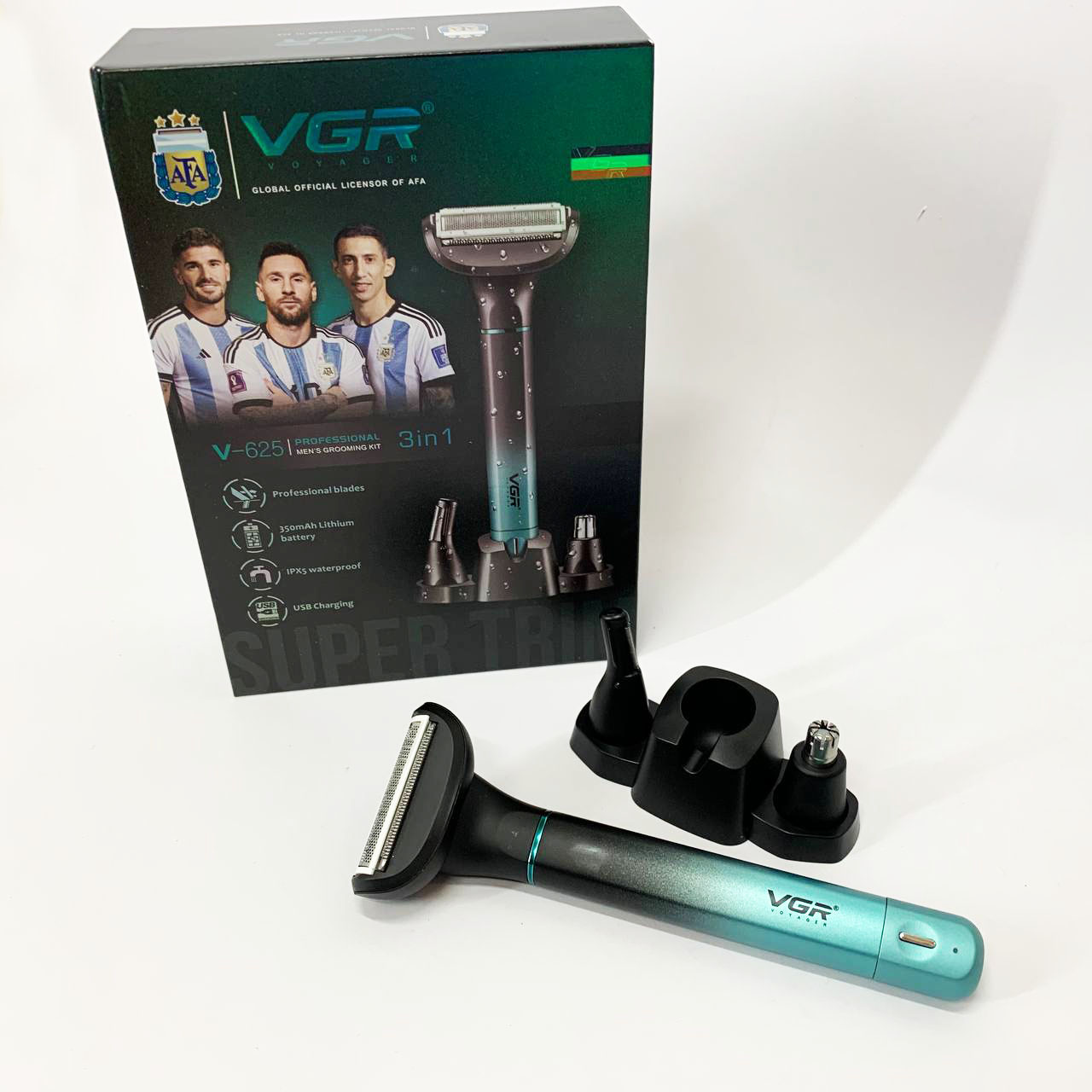 Электробритва 3 в 1 VGR V-625 Аккумуляторный триммер для носа, ушей, тела и бровей с подставкой