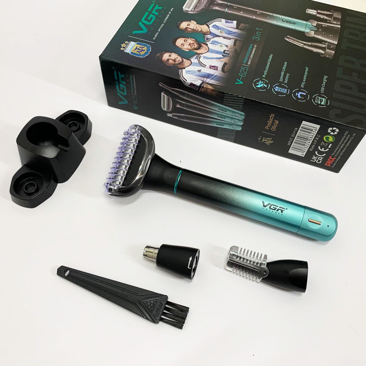 Электробритва 3 в 1 VGR V-625 Аккумуляторный триммер для носа, ушей, тела и бровей с подставкой