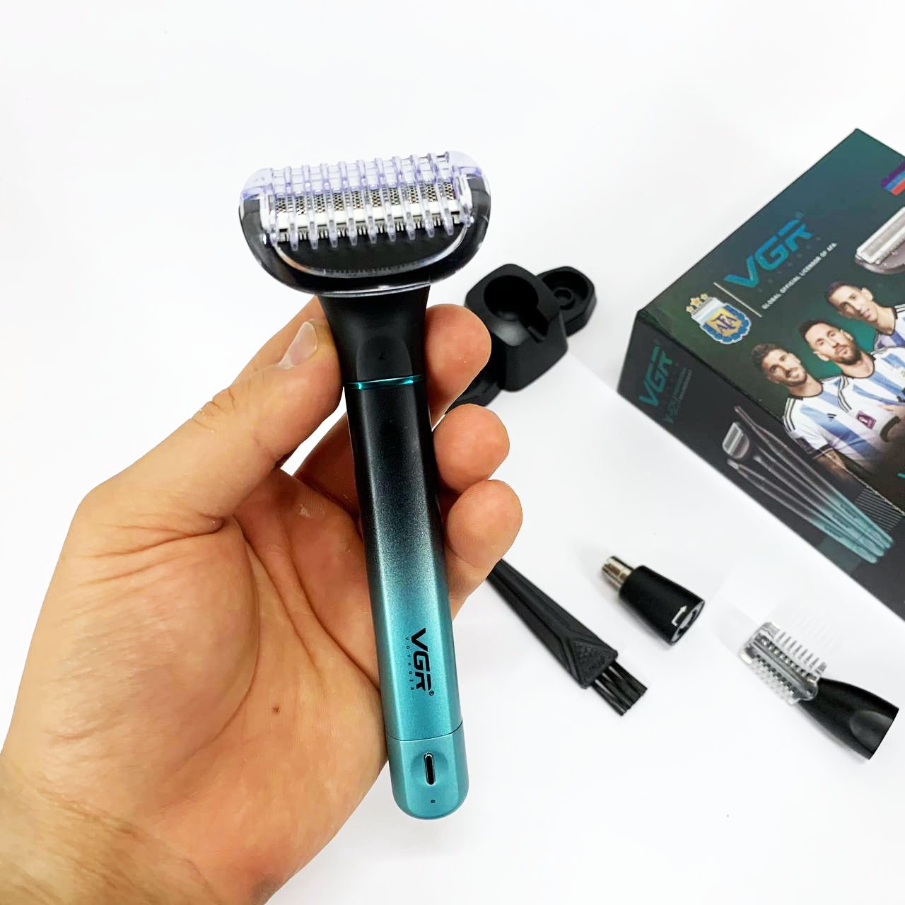 Электробритва 3 в 1 VGR V-625 Аккумуляторный триммер для носа, ушей, тела и бровей с подставкой
