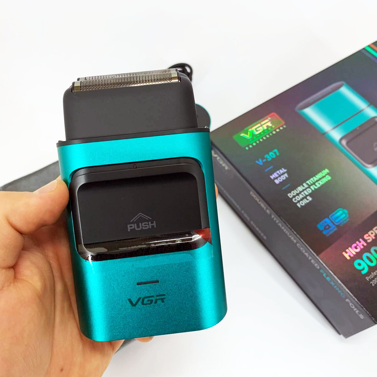 Электробритва-шейвер для бороды и лица VGR V-307 GREEN металлический корпус